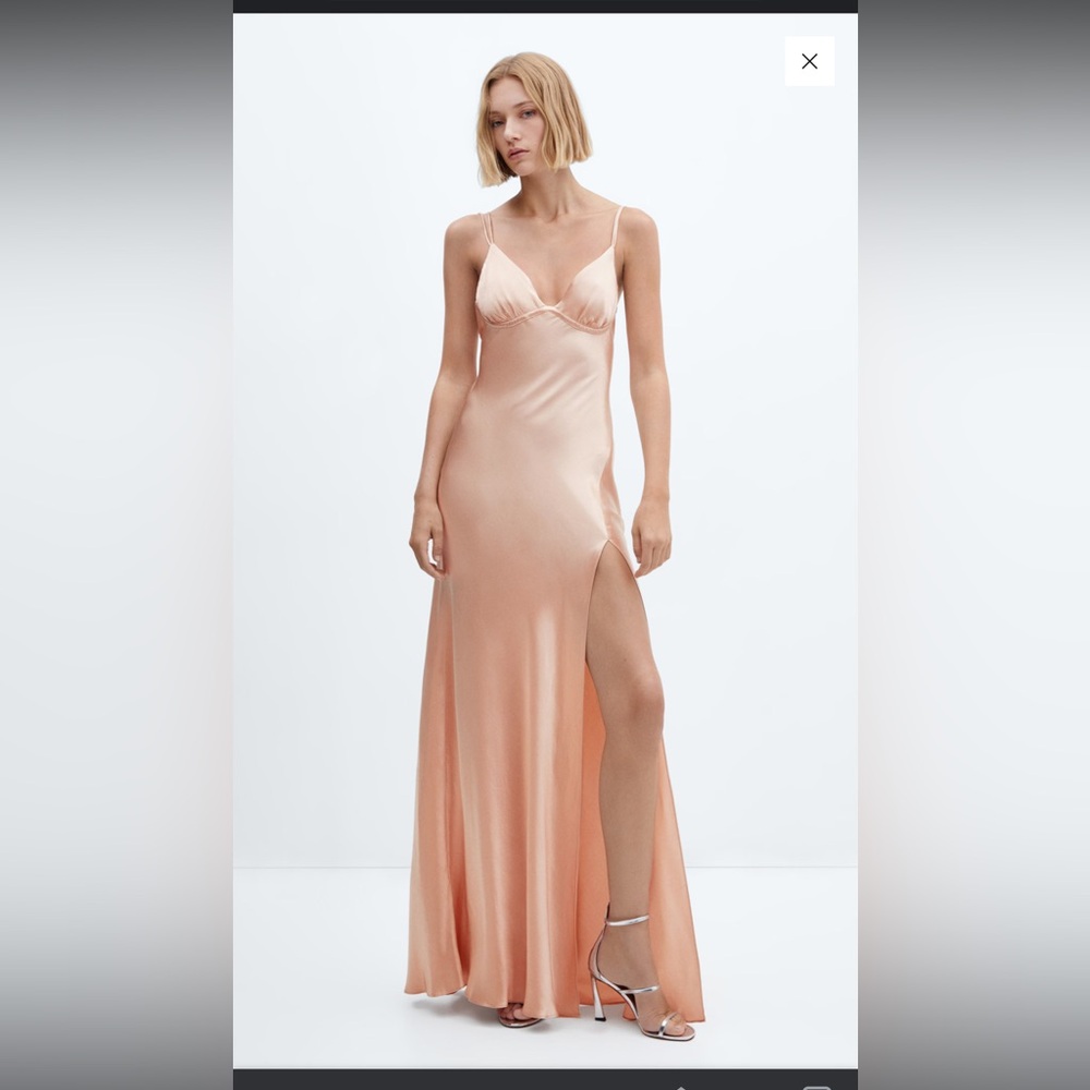 [NWT] Mango Mafalda Satin Camisole Dress, Pastel Pink